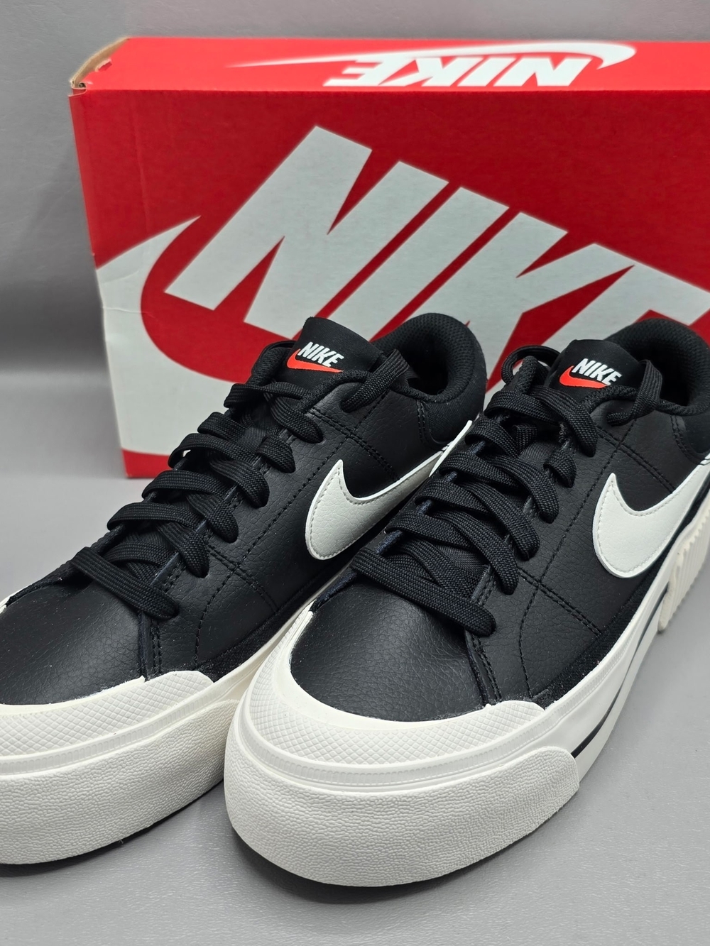 Nike Court Legacy Lift Black & White Platform Sneakers